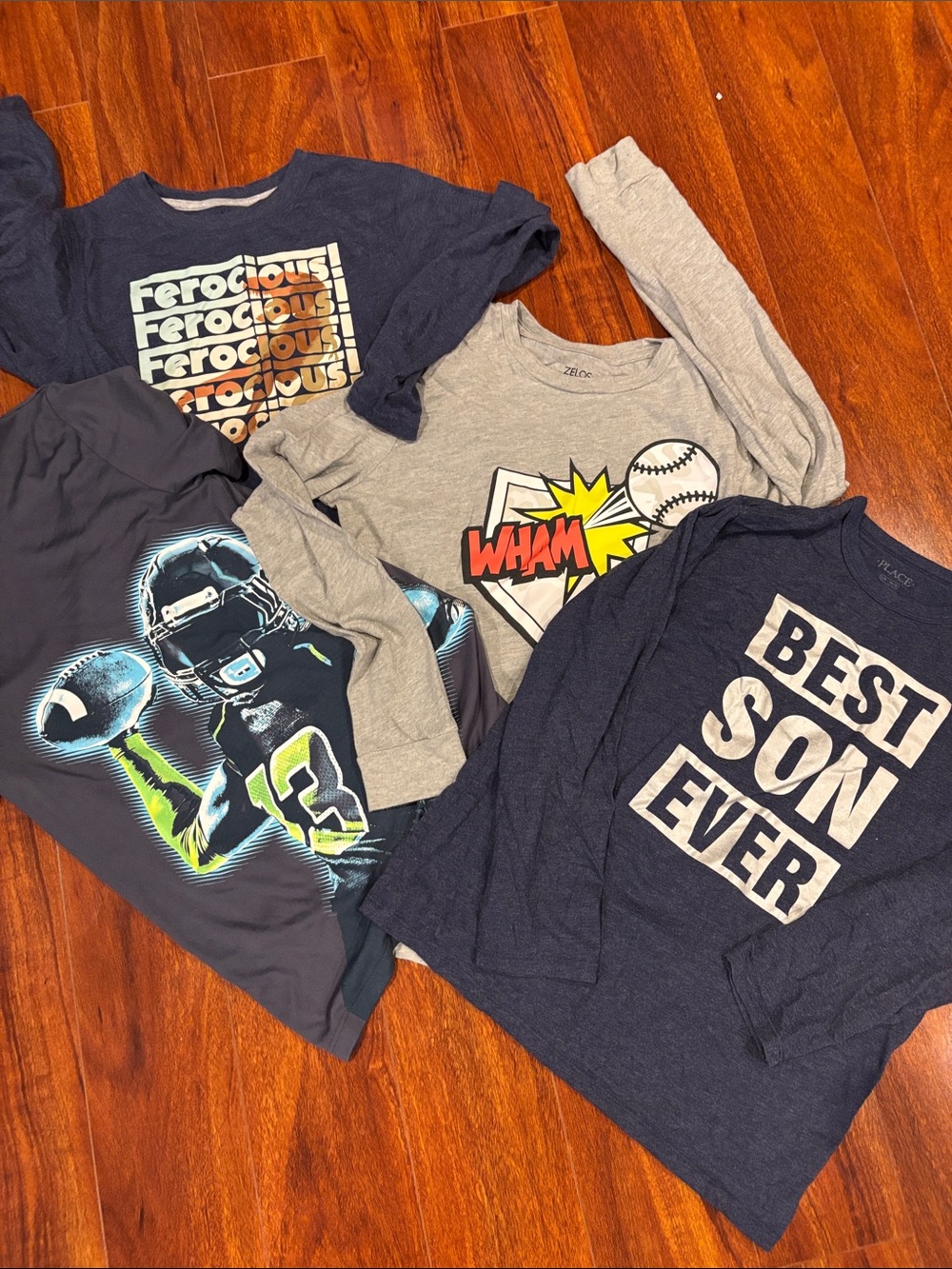 4-Pack Boys Long Sleeve Graphic Tees - Navy & Gray